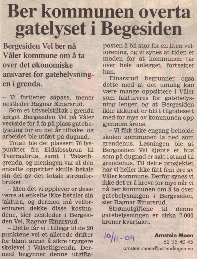 Faksimile fra Østlendingen 10.11.2004.