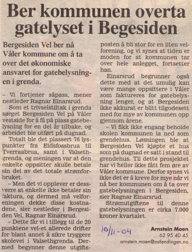 Faksimile fra Østlendingen 10.11.2004.