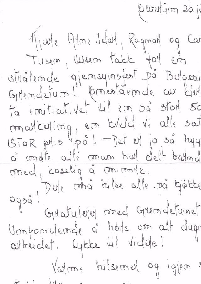 En hyggelig tilbakemelding og hilsen fra Anne-Elise Omsted Wedum.