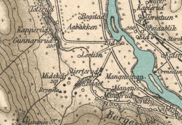 Kart over Bergesiden 1829.